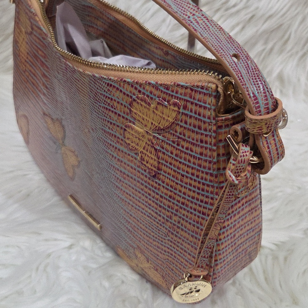 🦋🔹️Brahmin 🔹️ Shayna Crossbody Bag Mandarin Orange Heatwave Butterfly Leather - Picture 11 of 14